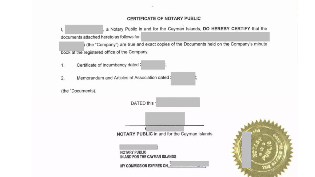 Cayman Islands notary certification