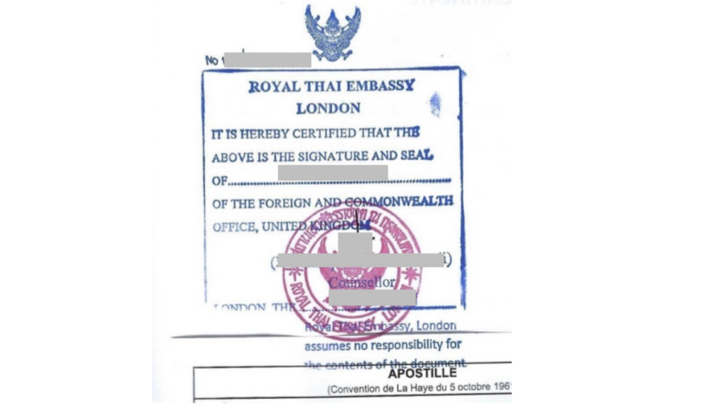 Thailand Embassy Legalisation in London
