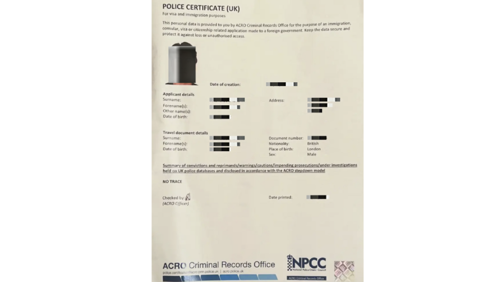 ACRO Police Certificate