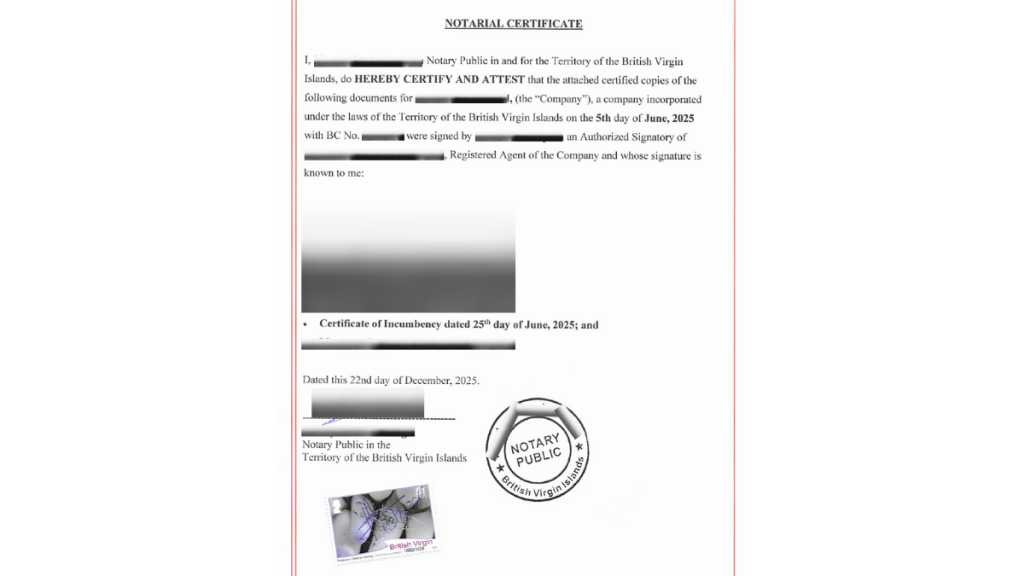 BVI Certificate of Incumbency_BVI Apostille