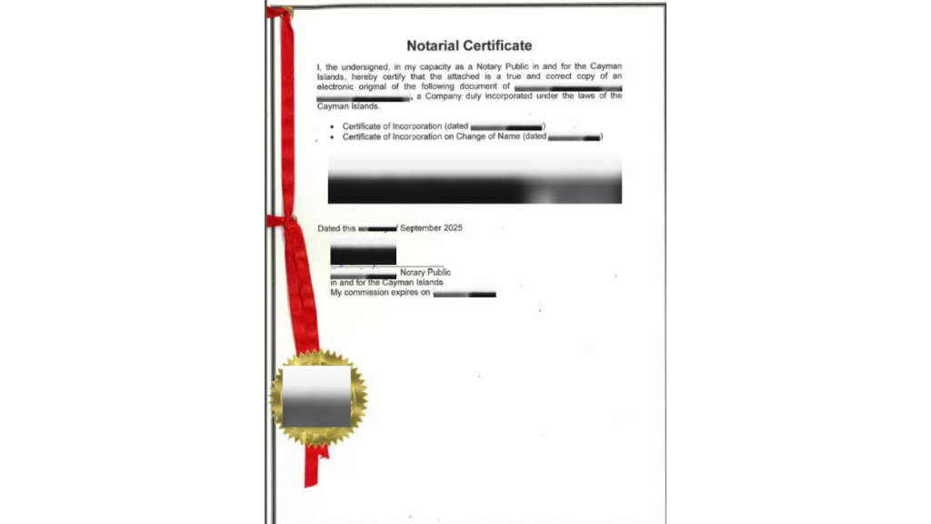 Cayman Notarial Certificate_Cayman Apostille