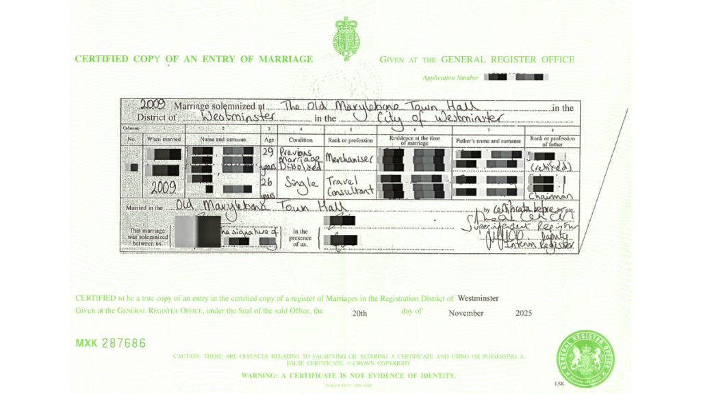 Marriage Certificate_UK Apostille