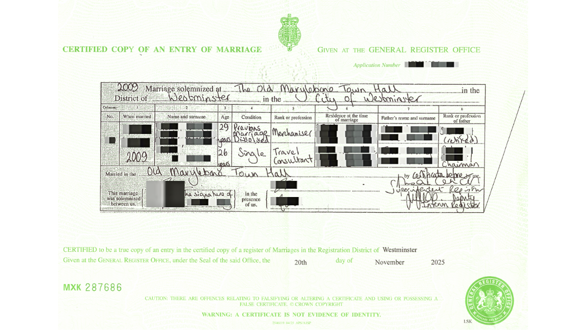 Gro Number Example GRO UK Marriage Certificate + UK Apostille