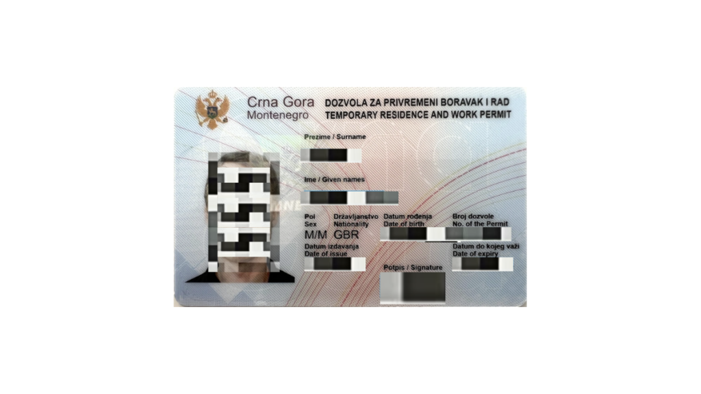 Montenegro work permit or temporary residence