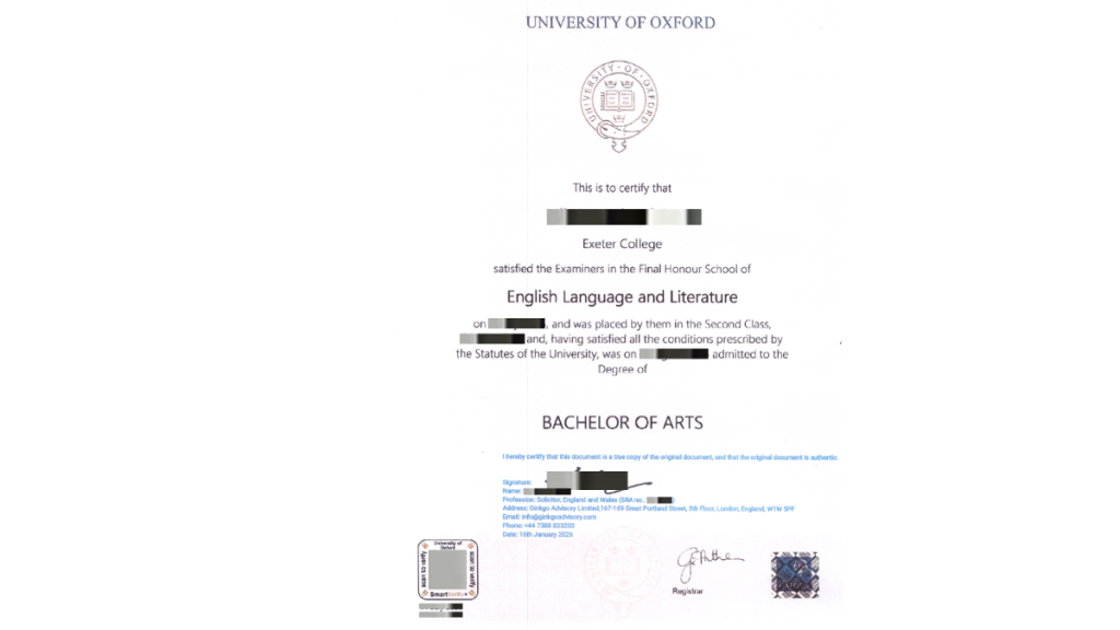 China Work Visa (Z Visa): UK Degree Certificate Apostille (2026)_Oxford University_UK Apostille