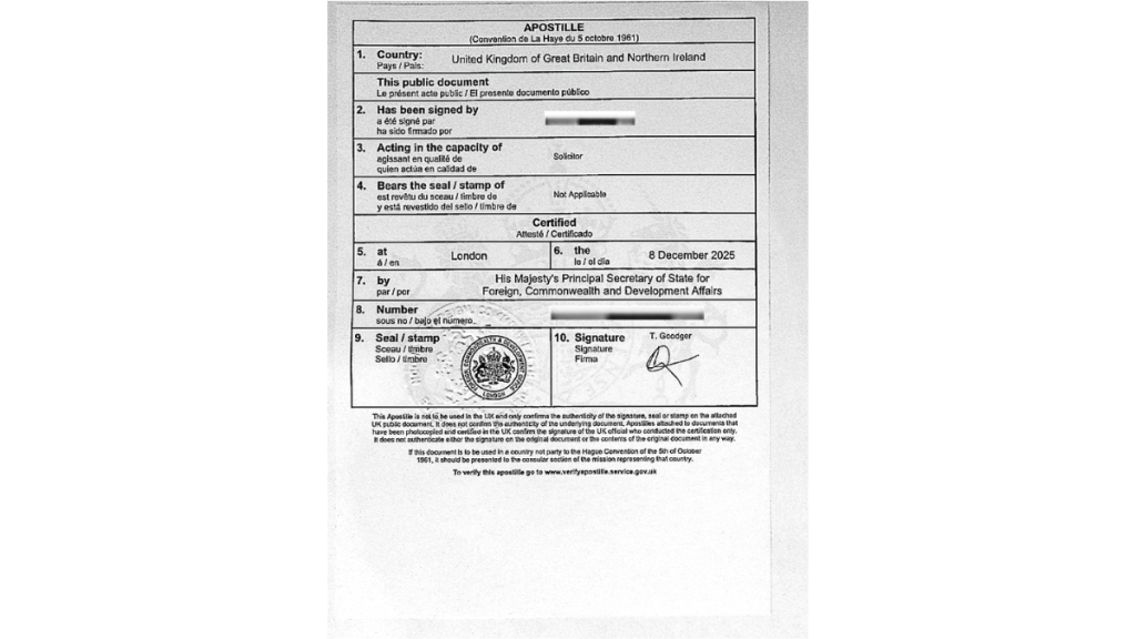 UK Apostille December 2025