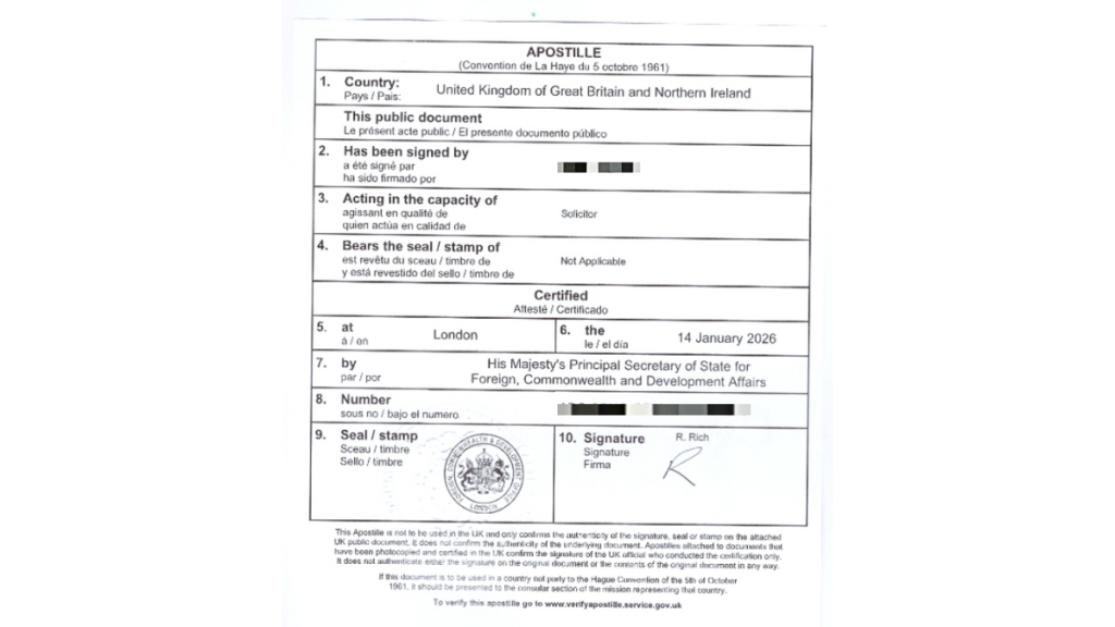 UK Apostille FCDO January 2026