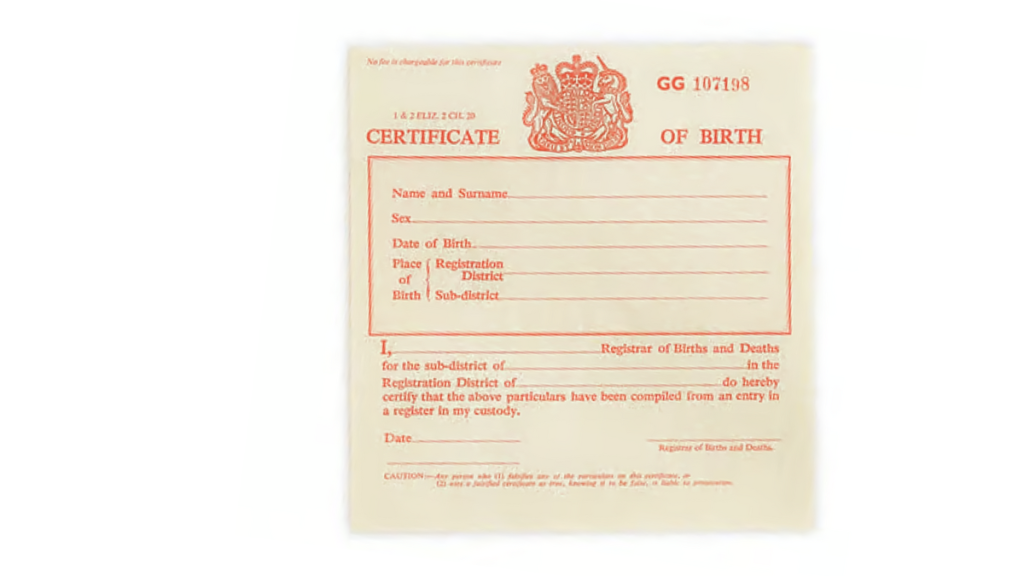 birth certificate uk short form