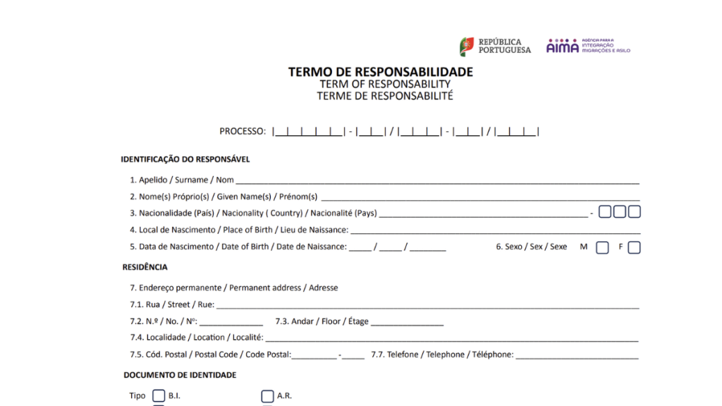 term of responsibility form portugal