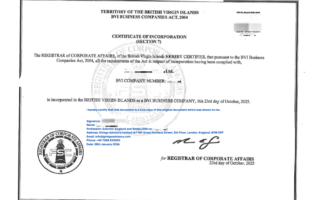 BVI Certificate of Incorporation_BVI corporate documents UK apostille