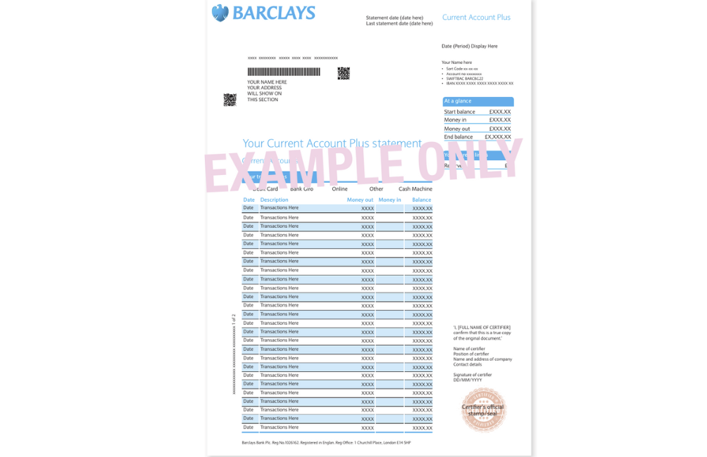 Certified Proof of Address Accepted by Barclays Bank