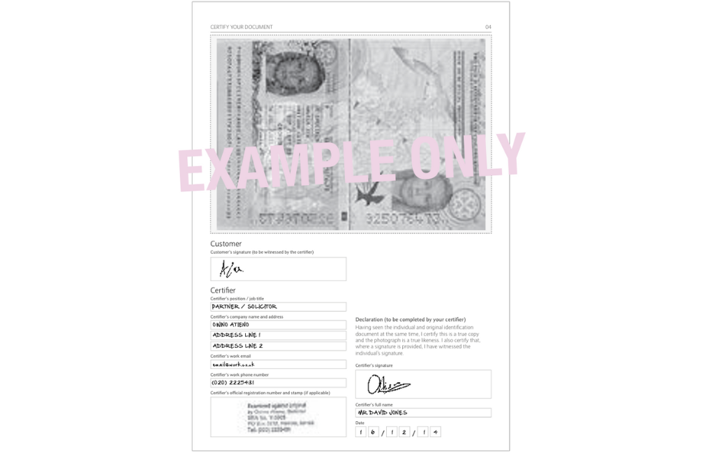 Certified Proof of Identity Accepted by Barclays