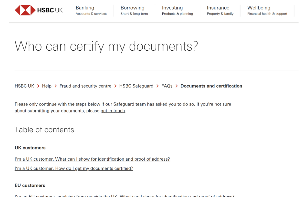 HSBC Document Certification Guide